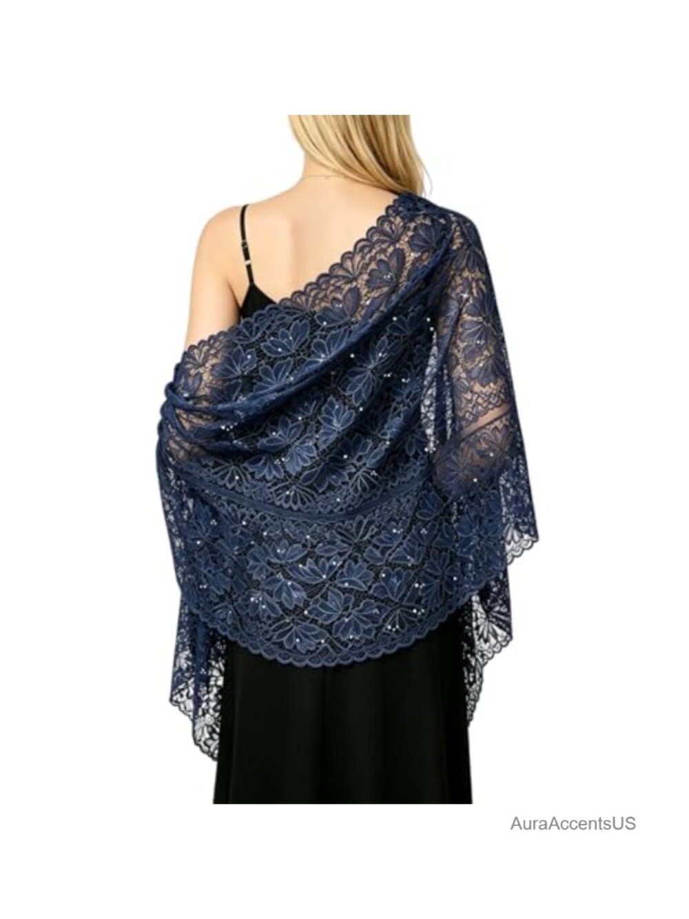 Lace Rhinestone Wrap Shawl Wedding Bridal Cape for Women - Picture 4 of 4